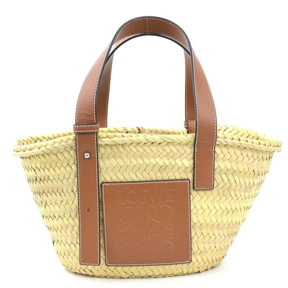 Loewe handbag, basket bag, small, straw and leather, natural brown, women's, ...